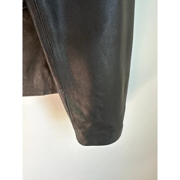 Tahari Leather Jacket Ruffle Zip Detail Size Small - Picture 2 of 4